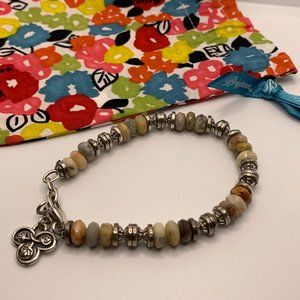 Brighton Bracelet Silver Beads Pink Brown Stones